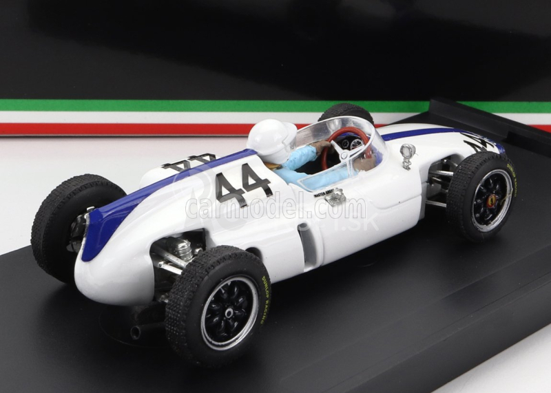 Brumm Cooper F1 T56 N 44 Belgium Gp 1961 M.gregory - s figúrkou vodiča 1:43 bielo modrá