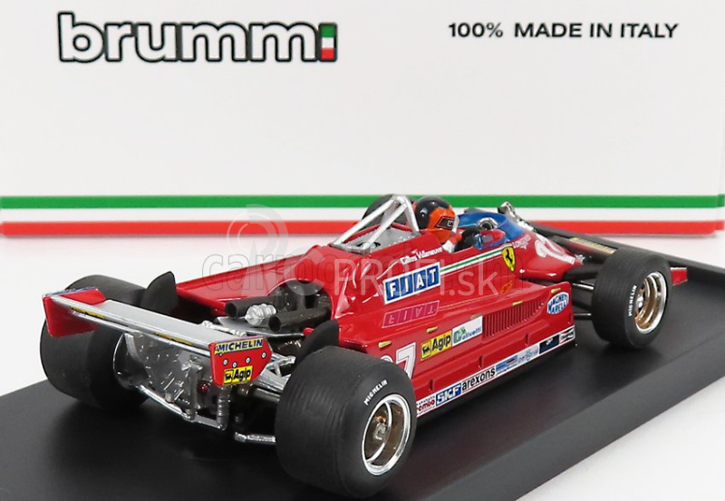 Brumm Ferrari F1 126ck Turbo N 27 Gp Kanada Montreal 1981 Alettone Danneggiato Dal Giro (kolo) 39 Al 54 Gilles Villeneuve - S figúrkou vodiča 1:43 Červená