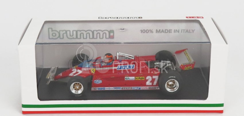 Brumm Ferrari F1 126ck Turbo N 27 Gp Kanada Montreal 1981 Alettone Danneggiato Dal Giro (kolo) 39 Al 54 Gilles Villeneuve - S figúrkou vodiča 1:43 Červená