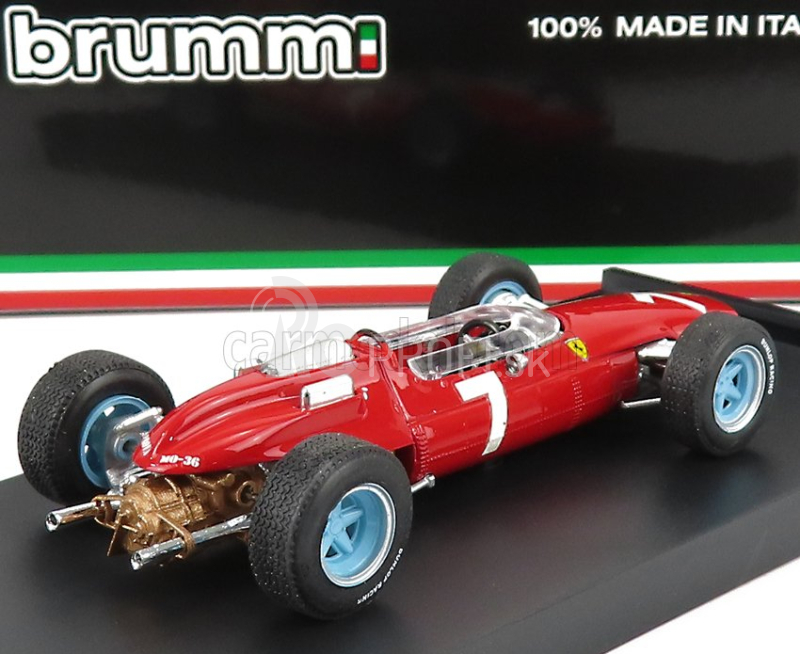 Brumm Ferrari F1 158 N 7 Víťaz nemeckých pretekov John Surtees Majster sveta 1964 1:43 Červená