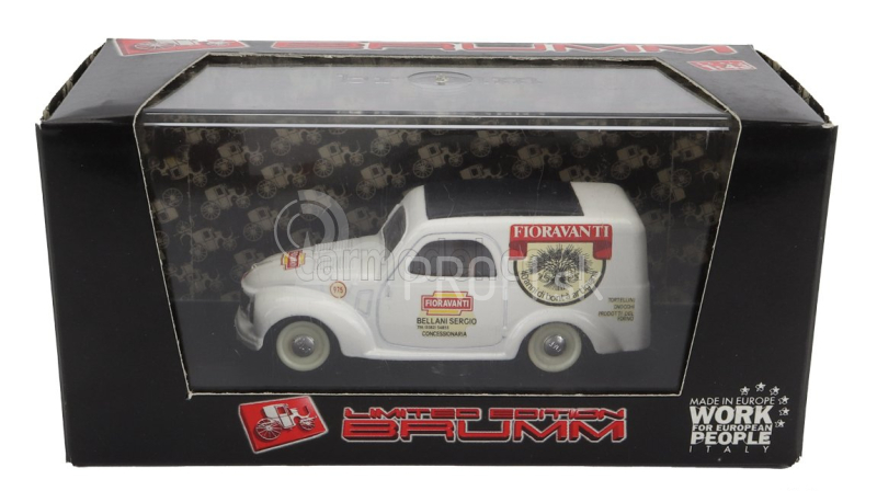 Brumm Fiat 500c Van Fioravanti 1950 1:43 Biela