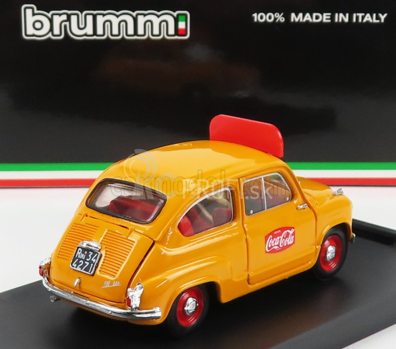 Brumm Fiat 600 I Series Veicolo Publicitario Coca-cola Olimpiadi Di Roma 1960 1:43 Žltá