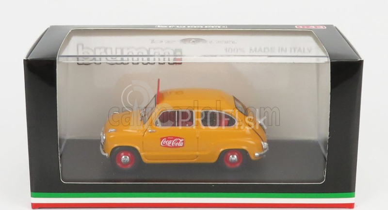 Brumm Fiat 600 I Series Veicolo Publicitario Coca-cola Olimpiadi Di Roma 1960 1:43 Žltá