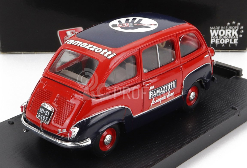 Brumm Fiat 600 Multipla Ramazzotti 1960 1:43 Červená modrá