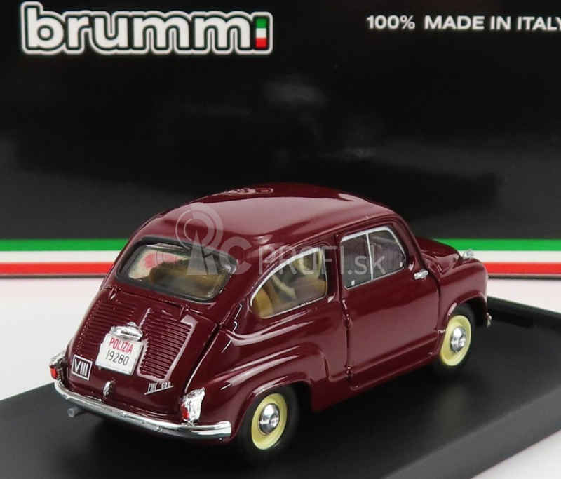 Brumm Fiat 600 Polizia Stradale 1955 1:43 Bordeaux