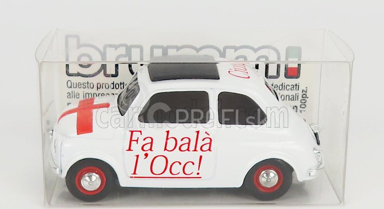 Brumm prom Fiat 500 1965 - Detti Milanesi - Fa Bala' L'occ ! - Ciula ! - Va A Ciapa' I Ratt ! 1:43 Biela červená
