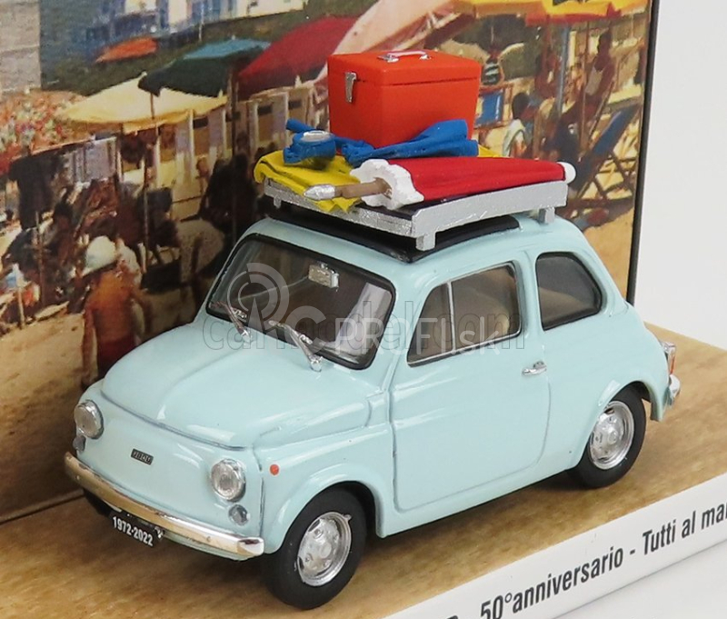 Brumm prom Fiat 500r 1972 - Tutti Al Mare - Saluti Da Oltrona S.m. - 50. výročie 1972 -2022 1:43 Veľmi svetlomodrá