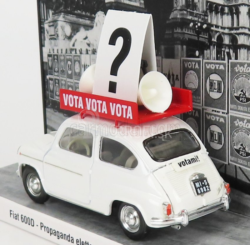 Brumm prom Fiat 600d 1963 - Propaganda Elettorale Elezioni Italia Vota - Vota - Vota 1:43 Biela