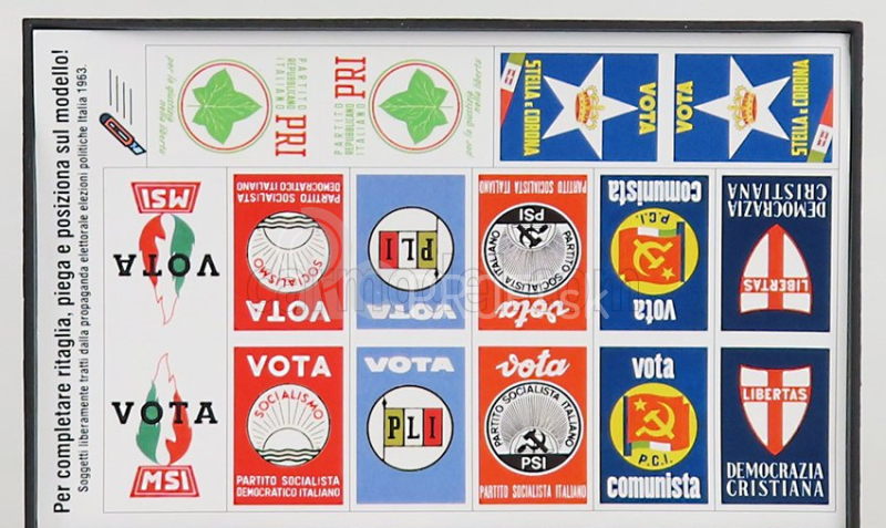 Brumm prom Fiat 600d 1963 - Propaganda Elettorale Elezioni Italia Vota - Vota - Vota 1:43 Biela