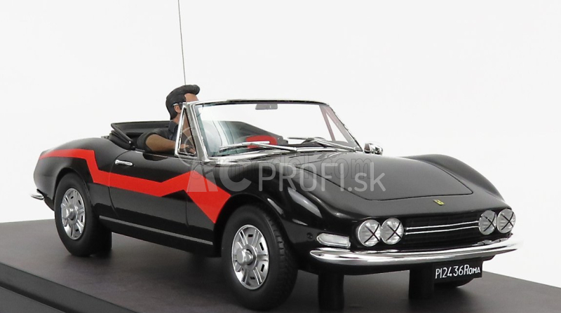 Clc-models Fiat Dino 2.4 Spider With Enzo Figure - Movie - Un Sacco Bello 1980 - Carlo Verdone 1:18 Black