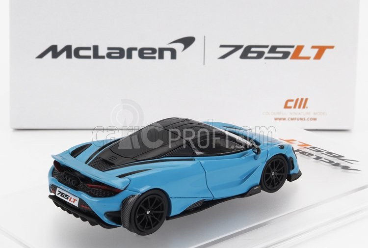 Cm-models Mclaren 765lt so závodnou sadou kolies 2020 1:64 svetlomodrá