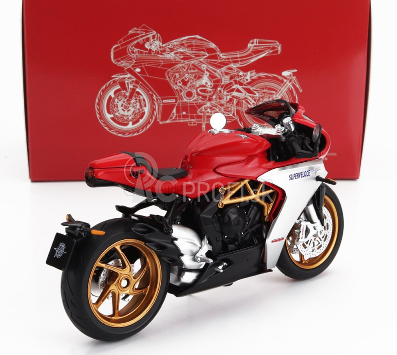 Cm-models Mv agusta 800 Superveloce 2022 1:18 červená strieborná čierna