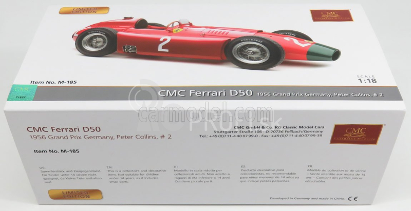 Cmc Ferrari F1 D50 Long Nose N 2 German Gp 1956 Collins 1:18 Červeno-zelená