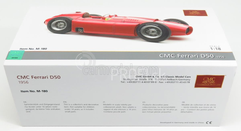 Cmc Ferrari F1 D50 N 0 Press 1956 (integrované nádrže - Serbatoi Integrati) 1:18 červená