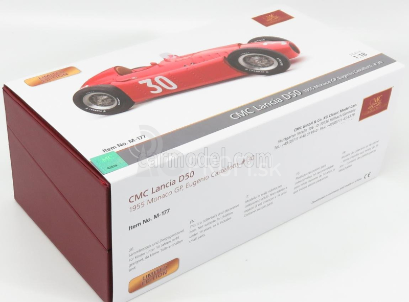 Cmc Lancia F1 D50 N 30 Monaco Gp 1955 Eugenio Castellotti 1:18 červená