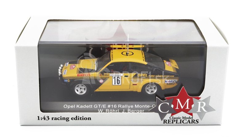 Cmr Opel Kadett C Gt/e (nočná verzia) N 16 4th Rally Montecarlo 1976 Walter Rohrl - Jochen Berger 1:43 Žltá čierna