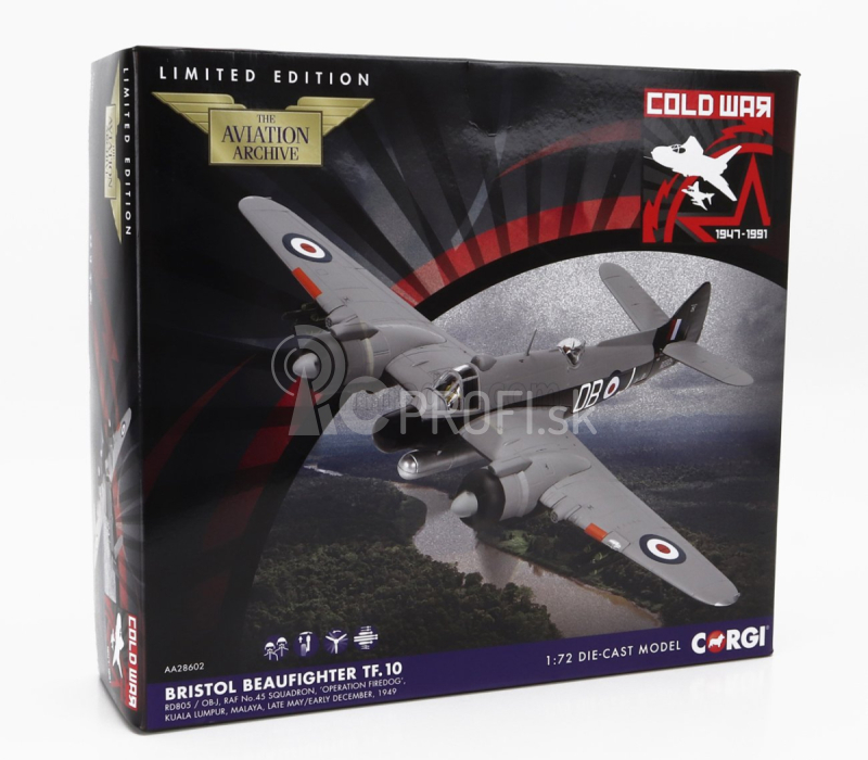 Corgi Bristol Tf.10 Beaufighter Vojenské lietadlo 1949 1:72 Vojenská sivá