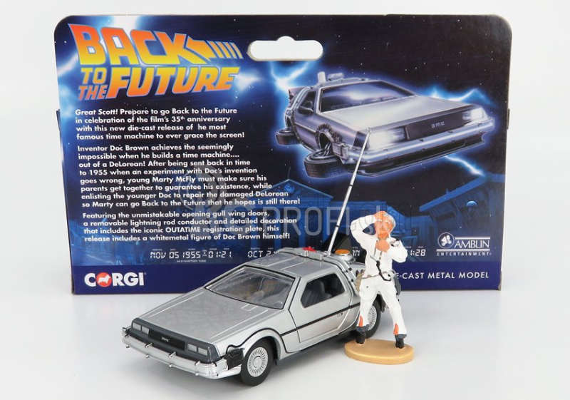 Corgi De lorean Stroj času s figúrkou - Návrat do budúcnosti 1 - Ritorno Al Futuro 1 1:36 Silver