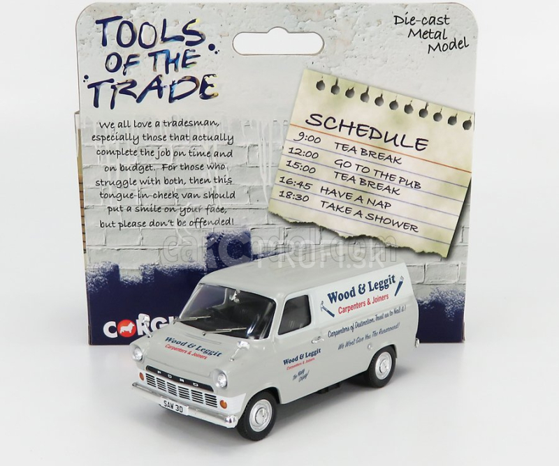 Corgi Ford england Transit Mki Van Wood & Leggit 1970 1:43 sivá