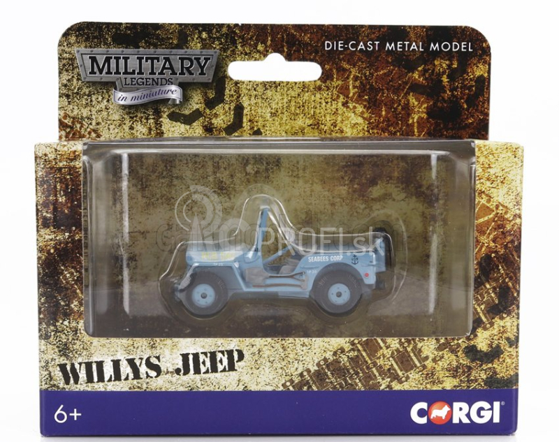 Corgi Jeep Willys Seabees Corp Military 1945 - Cm. 7.0 1:43 Svetlomodrá