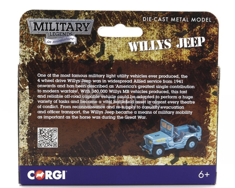 Corgi Jeep Willys Seabees Corp Military 1945 - Cm. 7.0 1:43 Svetlomodrá