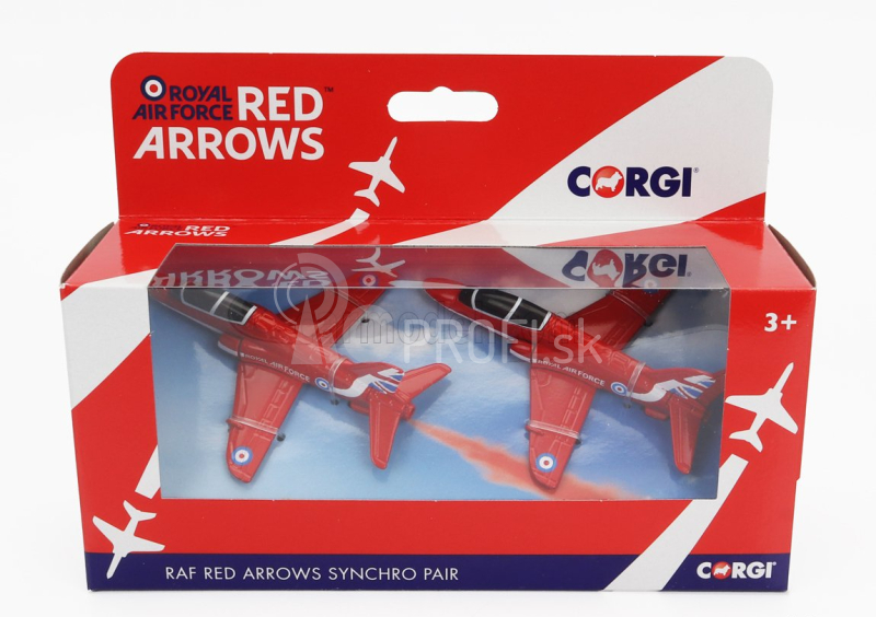 Corgi Sada lietadiel 2x Red Arrows Hawk Raf Kráľovské letectvo 2019 1:100 červená