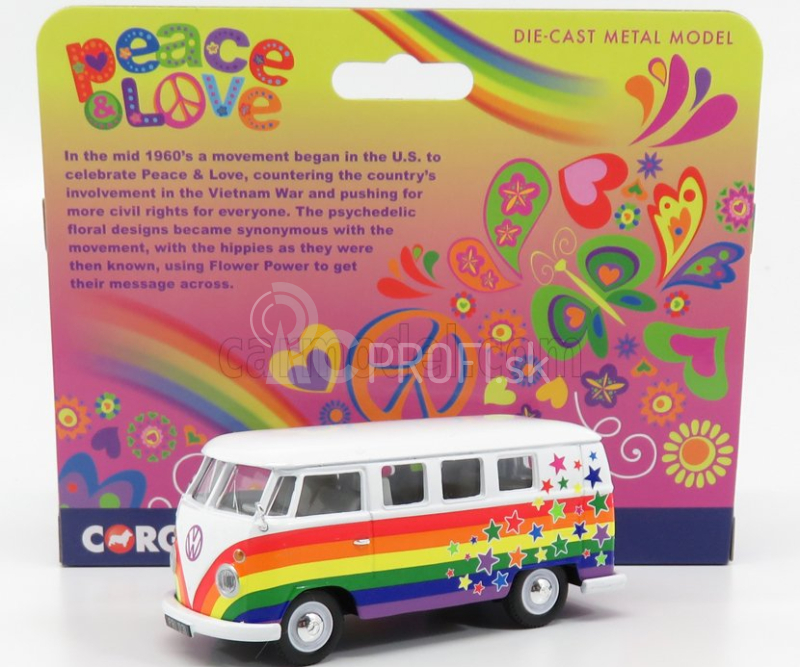 Corgi Volkswagen T1 Minibus Camper Van 1961 - Peace & Love 1:43 Rôzne