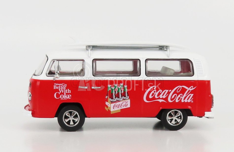 Corgi Volkswagen T1 Minibus Coca-cola so surfovacím doskou 1961 1:43 Bielo-červený