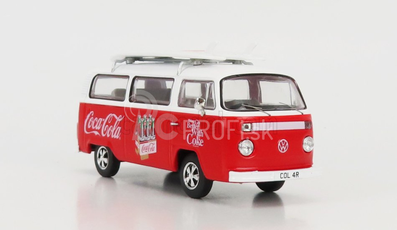 Corgi Volkswagen T1 Minibus Coca-cola so surfovacím doskou 1961 1:43 Bielo-červený