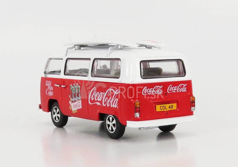 Corgi Volkswagen T1 Minibus Coca-cola so surfovacím doskou 1961 1:43 Bielo-červený