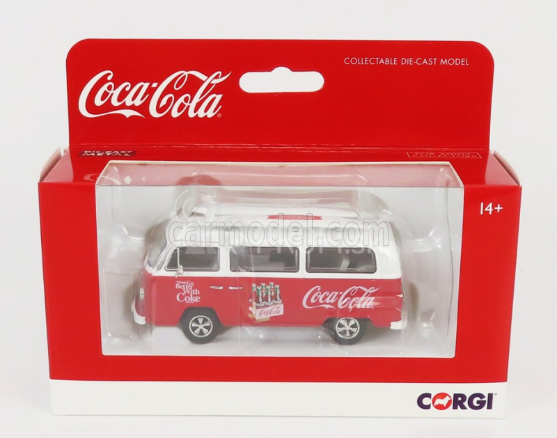 Corgi Volkswagen T1 Minibus Coca-cola so surfovacím doskou 1961 1:43 Bielo-červený