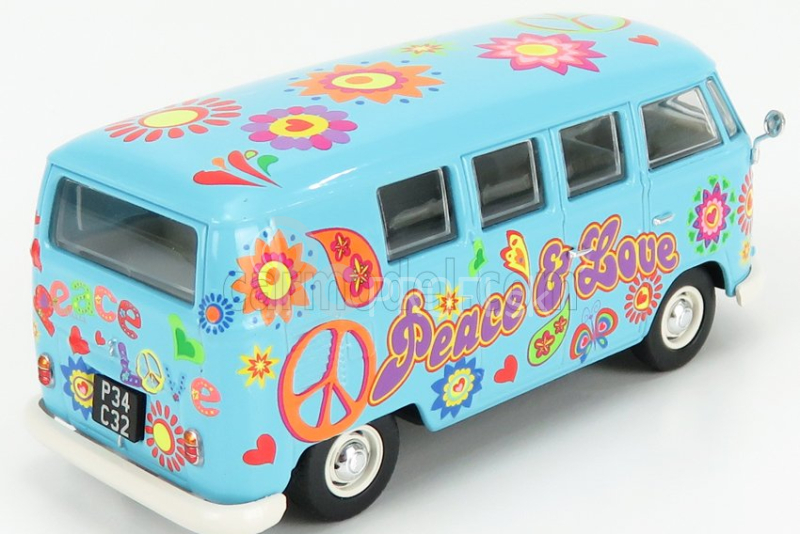 Corgi Volkswagen T1 Minibus Peace & Love 1961 1:43 Svetlomodrá