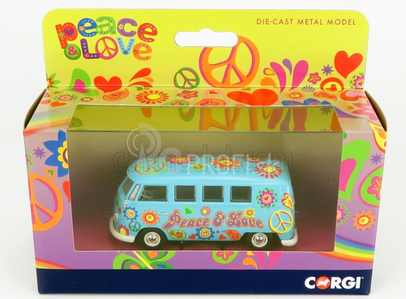 Corgi Volkswagen T1 Minibus Peace & Love 1961 1:43 Svetlomodrá