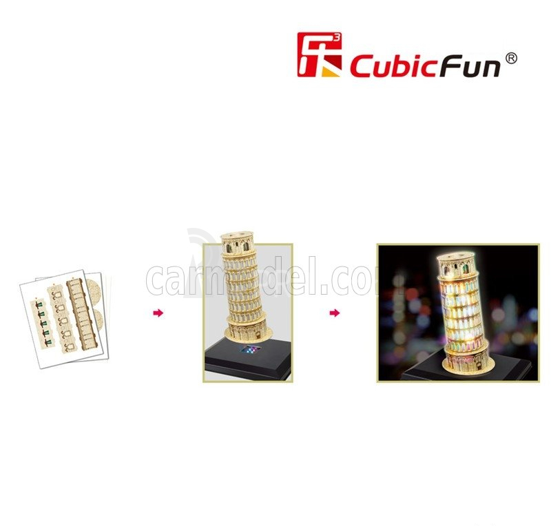 Cubicfun Puzzle 3d z peny Torre Di Pisa Con Luci A Led cm. 20.4x24.8x28.8 - 15 dielikov /