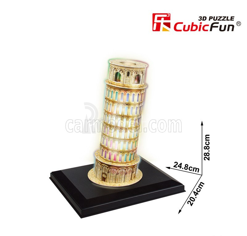 Cubicfun Puzzle 3d z peny Torre Di Pisa Con Luci A Led cm. 20.4x24.8x28.8 - 15 dielikov /