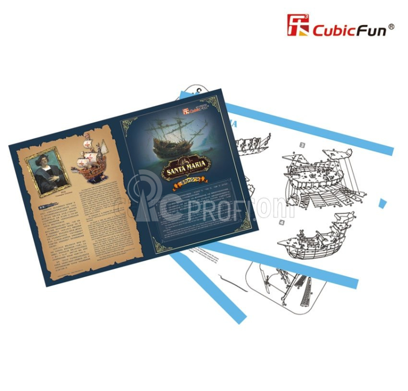 Cubicfun Puzzle Kit 3d v penovej lodi Santa Maria Caravella cm. 44x16x39 - 113 Pezzi - 113 dielikov /