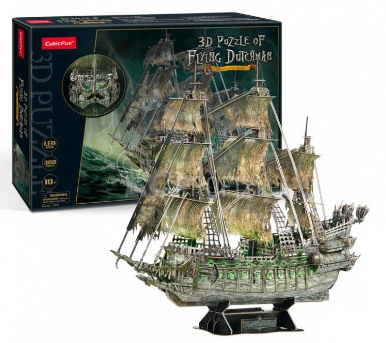 Cubicfun Puzzle Kit 3d z peny L'olandese Volante Veliero Boat Flying Dutchman Con Led /