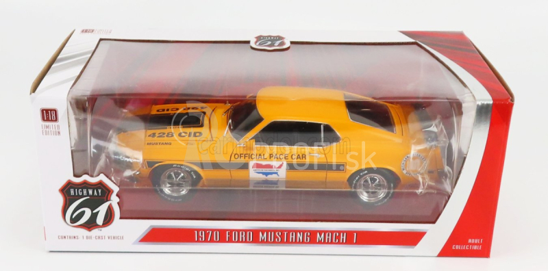 Diaľnica61 Ford usa Mustang Mach-1 428 Cid Coupe 1970 Oficiálne Pace Car Michigan Speedway International 1:18 Oranžová čierna