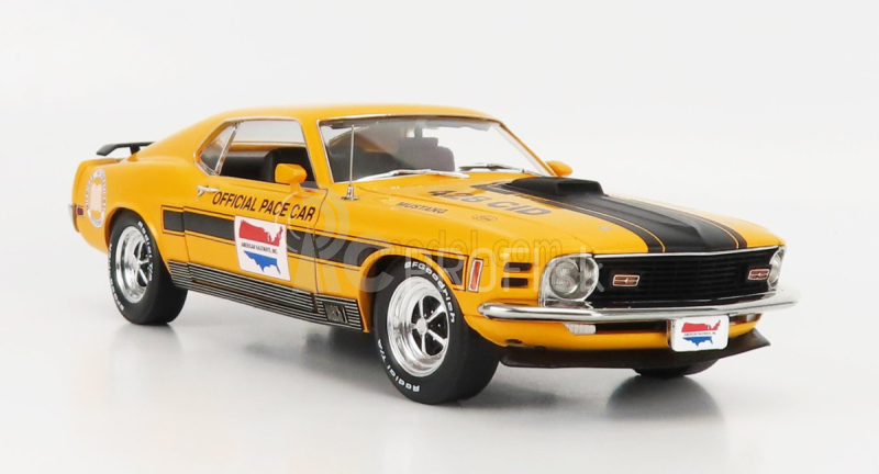 Diaľnica61 Ford usa Mustang Mach-1 428 Cid Coupe 1970 Oficiálne Pace Car Michigan Speedway International 1:18 Oranžová čierna