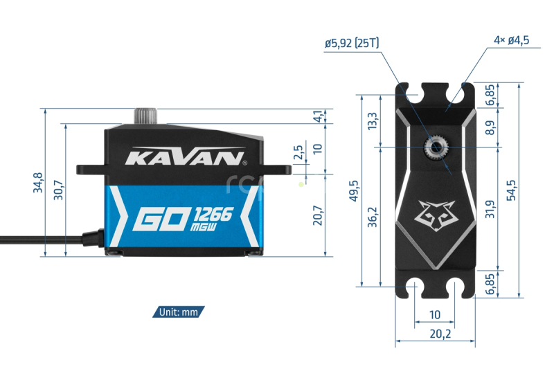 Digitálne servo GO-1266MGW (0,10s/60°, 60kg.cm)