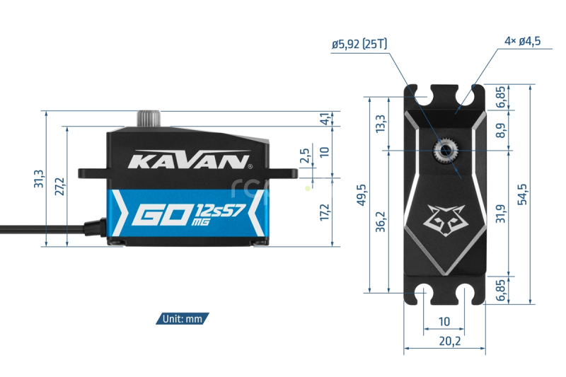 Digitálne servo GO-12S57MG (0,070s/60°, 20 kg.cm)