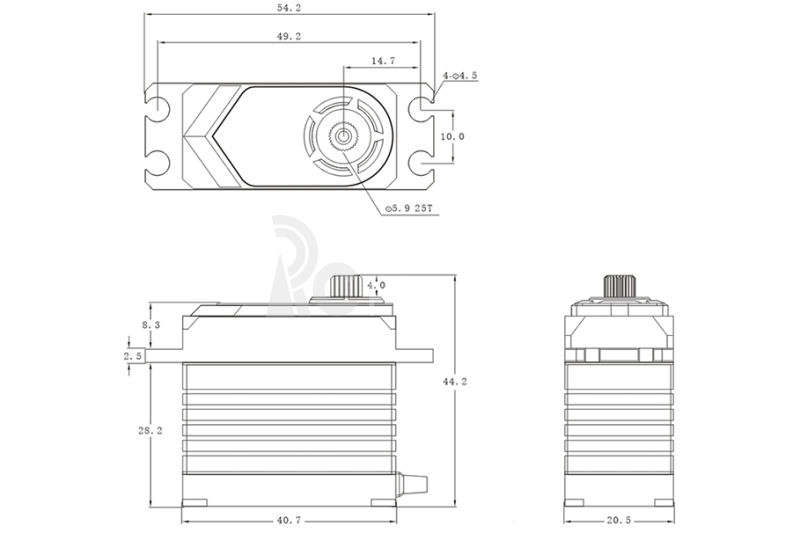 Digitálne servo T55 HiVOLT CORELESS (55 kg-0,19s/60°)