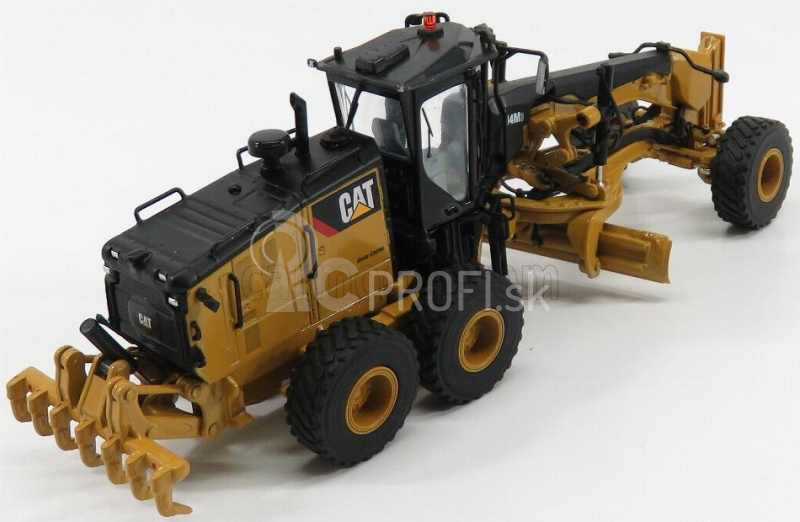 Dm-models Caterpillar Cat14m3 Ruspa Livellatrice Gommata - škrabací traktor, motorový grejder 1:50 žltá čierna