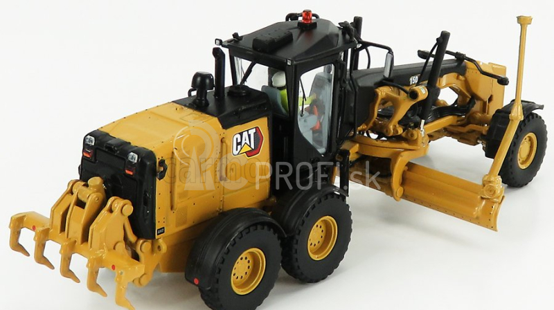 Dm-models Caterpillar Cat150 Ruspa Livellatrice Gommata - škrabací traktor, motorový grejder 1:50 žltá čierna