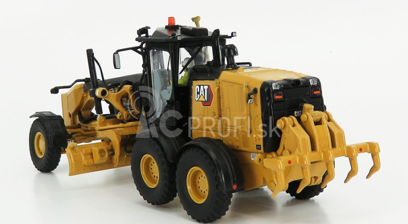 Dm-models Caterpillar Cat150 Ruspa Livellatrice Gommata - škrabací traktor, motorový grejder 1:50 žltá čierna