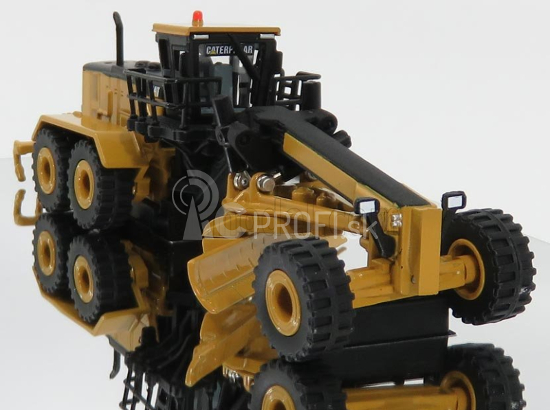 Dm-models Caterpillar Cat24m Ruspa Livellatrice Gommata - škrabací traktor, motorový grejder 1:125 žltá čierna