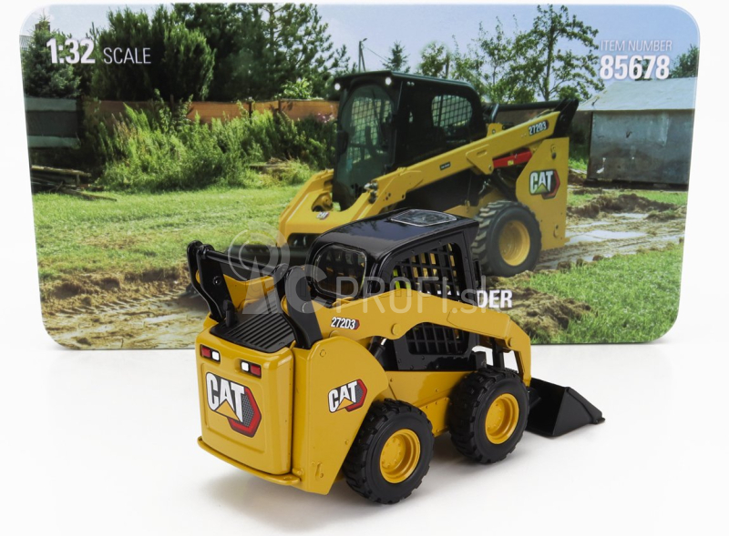 Dm-models Caterpillar Cat272d3 Ruspa Gommata - šmykom riadený nakladač 1:32 žltá čierna