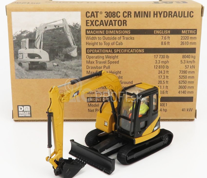 Dm-models Caterpillar Cat308c Cr Escavatore Cingolato - Traktor Hydraulické minirýpadlo 1:50 žltá čierna