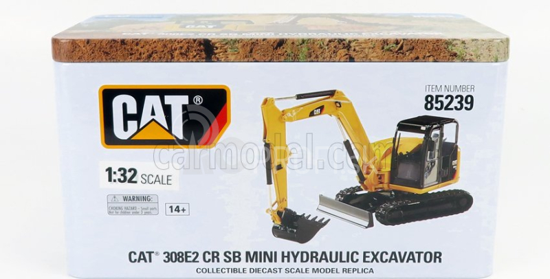 Dm-models Caterpillar Cat308e2 Cr Sb Escavatore Cingolato - Traktor Hydraulické minirýpadlo 1:32 žltá čierna