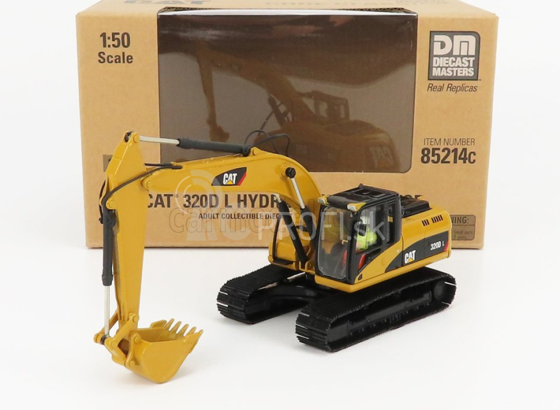 Dm-models Caterpillar Cat320d Escavatore Cingolato - Traktor Hydraulické rýpadlo škrabák 1:50 žltá čierna